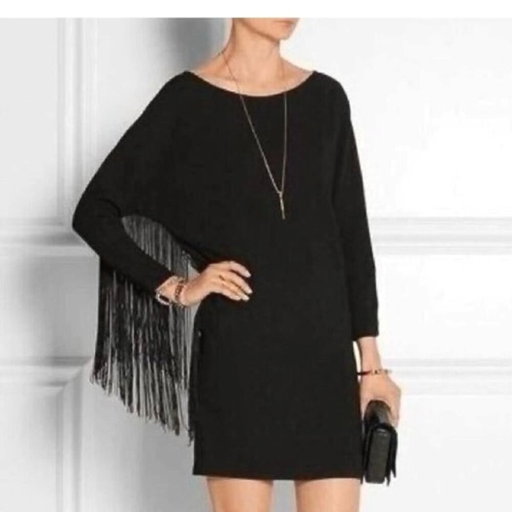 Maje Rodeo black mini dress fringe western boho country